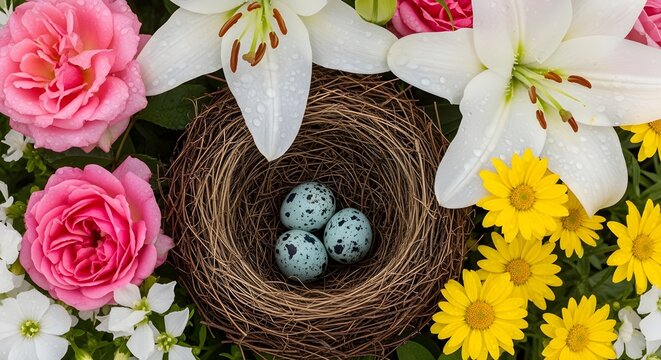 easter eggs and flowers