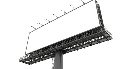 Fototapeta premium Blank Billboard with Metal Frame and Lights