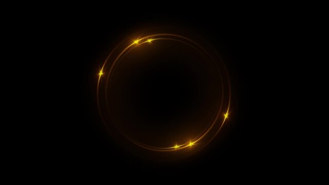 Gold luxury geometric circle shining light background particles Circular 3D space dust bokeh particles 4K. Christmas festival season portal opening round sparkles glitter fairy dust Twinkling luxury