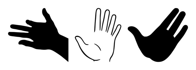 Obraz premium Hand icon set with solid black illustration on a white background featuring haptic feedback gesture, touch input, mobile UI with technology and design