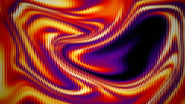 Abstract vibrant heatwave glass texture background with flowing orange and purple liquid ripples, vertical reeded distortion and glowing gradient reflections, premium presentation backdrops