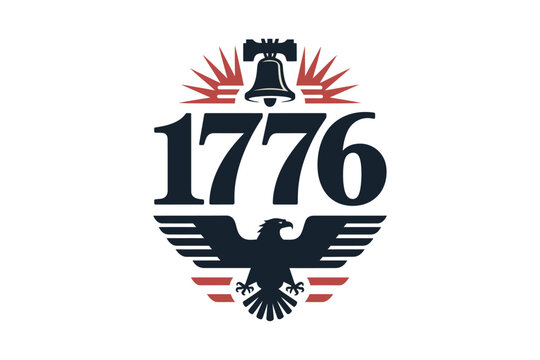 An emblem featuring a liberty bell stylized wings and the year 1776 ideal for patriotic designs on transparent background high-quality.