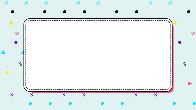 Colorful confetti background with rectangle.