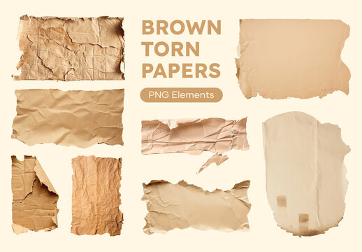 Brown Torn Paper Textures Collection Design Set
