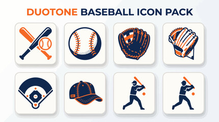 Fototapeta premium A clean set of modern vector icons base ball in a simple round design style