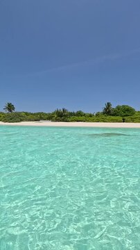 Dhigurah Island Beach Maldives Vertical White Sand and Blue Ocean