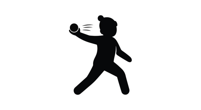 Child throwing a ball is represented by a simple black silhouette on a plain white background.