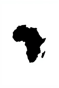 Black silhouette of the african continent and madagascar island on white background isolated on white background