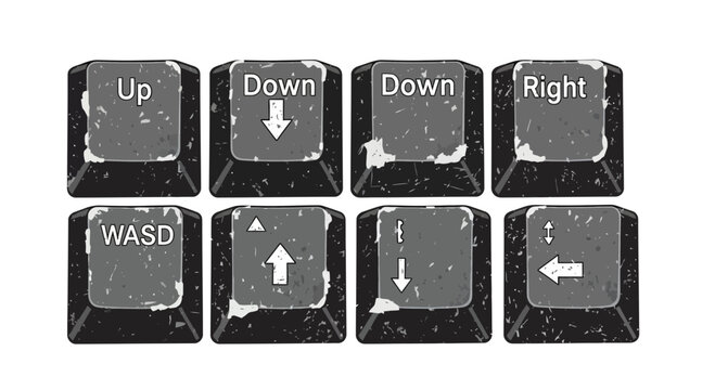 Worn Keyboard Keys: WASD, Arrow Keys, Up, Down, Right