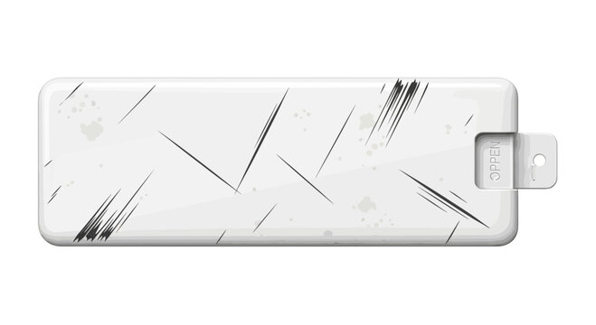 Modern white power bank with abstract black scratches and speckles
