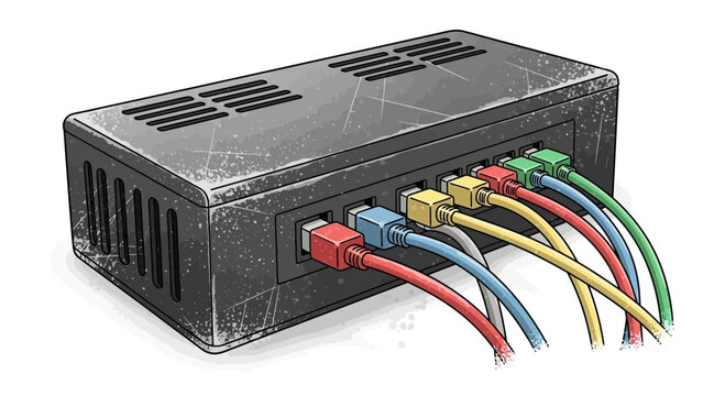 Network Switch with Ethernet Cables Connected