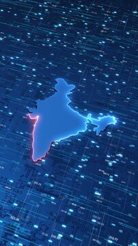 Futuristic Digital globe focusing on India with glowing network connection, representing global business. visualization of the map in the virtual space Country data analysis map of cyber security