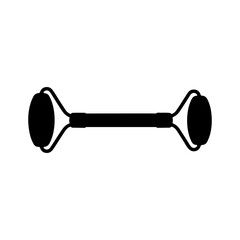 Solid black silhouette of a facial jade roller massage tool for skincare routine Vector illustration © Roni