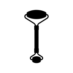 Solid black silhouette of a skincare jade roller dual roller beauty tool Vector illustration © Roni