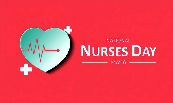 Colorful national nurses day celebration design with heart and medical symbols for may sixth appreciation