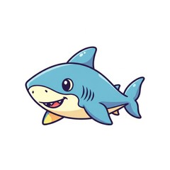 Obraz premium Shark flat vector illustration isolated on white background. Ocean predator animal suitable for marine, wildlife, sports, and branding themes.