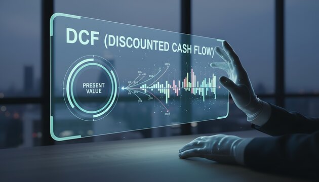 Discounted Cash Flow : Business finance technology analysis concept.
