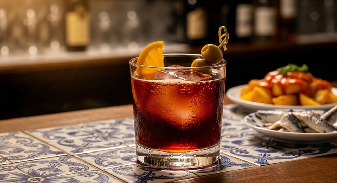 Spanish vermut in traditional copa glass