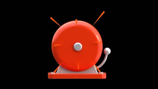 3D Alarm Bell Ringing Alert | Alpha Channel