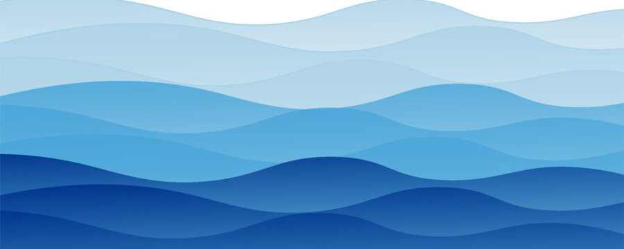 realistic blue gradation paper cut wave abstract background