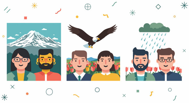 ia dan ibu di mt baker elang di tulip dan hujan di kebun bunga asli