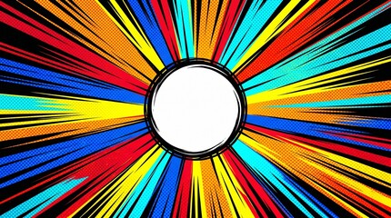 Fototapeta premium Vibrant and dynamic abstract radial burst background illustration featuring a clean central circle, perfect for energetic graphic design projects and modern digital presentations