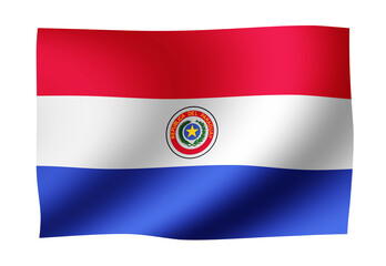 Fototapeta premium Paraguay Flag Waving (Realistic Fabric, National Symbol Background)