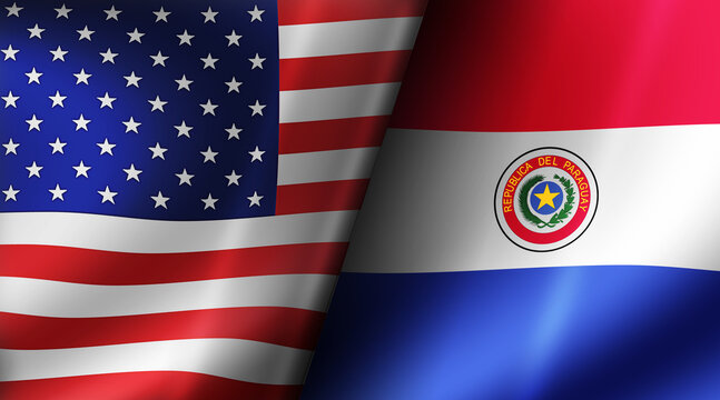 USA vs Paraguay Flags (Football Match Concept, International Competition)