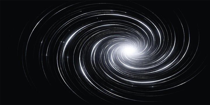 Abstract Spiral Light Vortex Background, Futuristic Energy Swirl Tunnel, Digital Motion Lines, Warp Speed Galaxy, Sci Fi Technology Space Banner with Copy Space