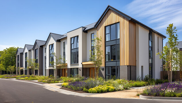 a photo of modern, traditional semi-detached houses in the newgrizedale new build development.