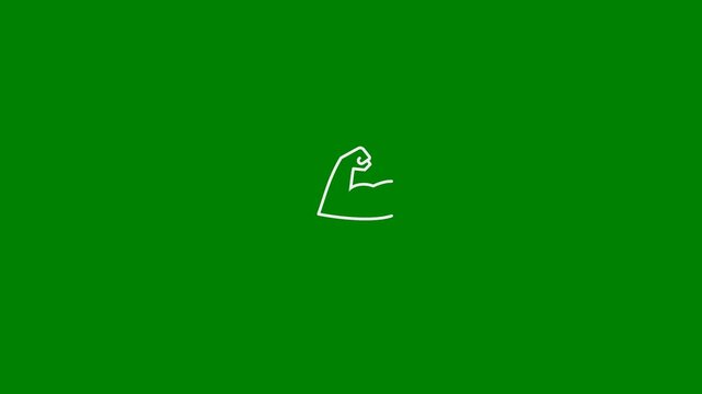 Strength, Muscle, Physical Strength, Might, Muscular Strength, Fitness, Defense, and Workout or Exercise concept - minimal motion graphics clip, Green Screen, foreground color 7.5% gray