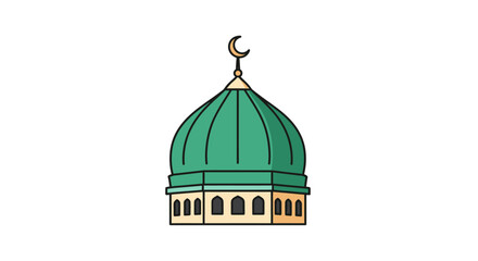 Fototapeta premium Green dome with crescent symbol vector illustration isolated on white