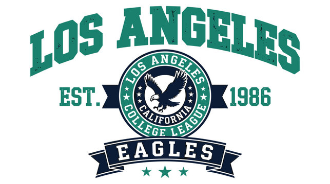Los Angeles Eagles college league vintage crest design.