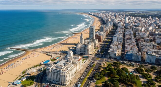 Aerial View of Punta del Este, Uruguay - Coastal Cityscape.