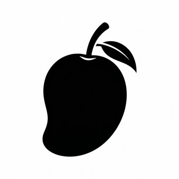 Alphonso Mango with Stem and Leaf Silhouette