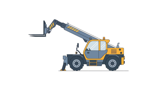 Telescopic Handler Forklift Machine - Construction Equipment Vector