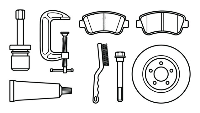 Brake caliper and rotor replacement tools grease tube brush and socket for vehicle