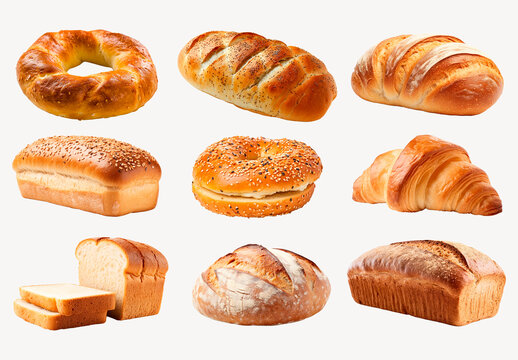 Assorted Fresh Bread Varieties Displayed Element Set