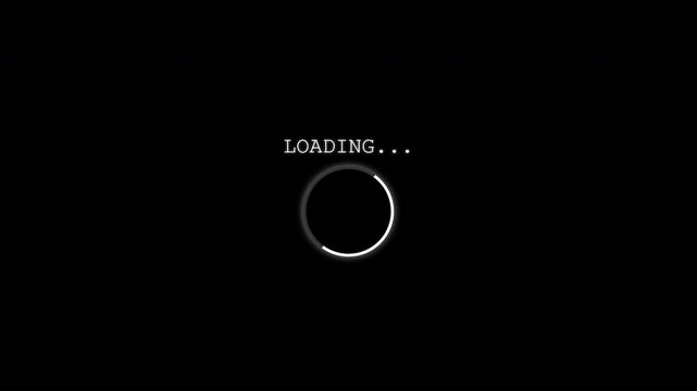 Minimalist loading screen with rotating circle on transparent background