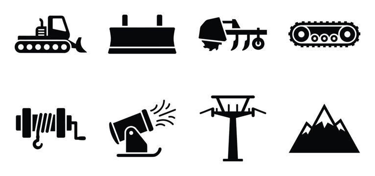 Set of heavy construction and industrial equipment icons and symbols vector illustration