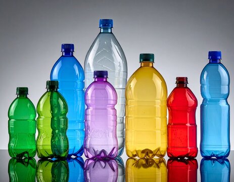 Set of colorful plastic bottles for beverages