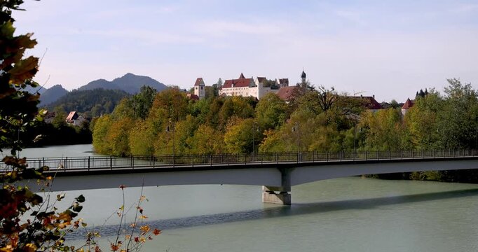 Panoramic view of Fussen old town and the Lech river