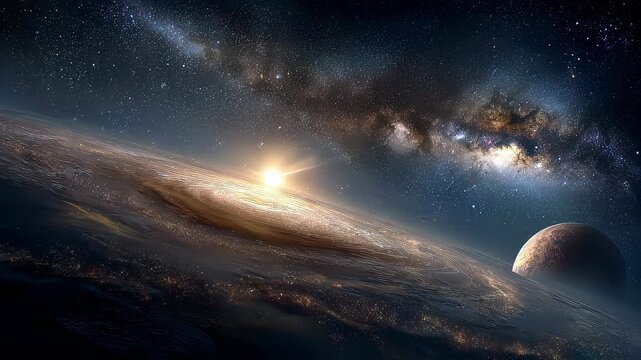 Earth and mars in outer space, solar system planets with milky way galaxy, dramatic astronomy background
