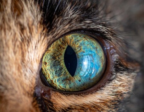 Extreme Close-up of a Cat Eye with Vibrant Details