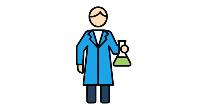 Cartoon Scientist Holding Beaker.