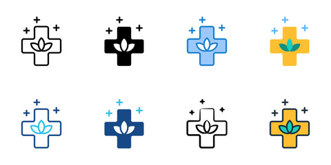 Naklejka premium Natural healing icons set multiple style collection. Editable stroke 