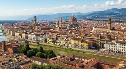 Obraz premium Aerial View of Florence Italy - Historic Cityscape and Architecture.