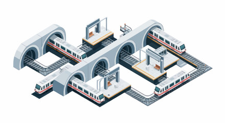 Modern Train Station with Multiple Tunnels and Platforms. © Dono