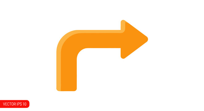 Large Orange Right Turn Arrow Sign.
