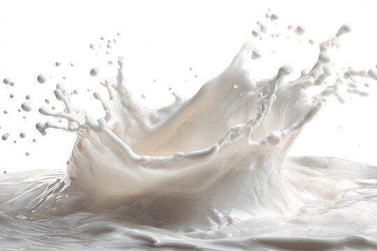 Fresh Milk Splash, Crown Shape, White Liquid, Food Photography.